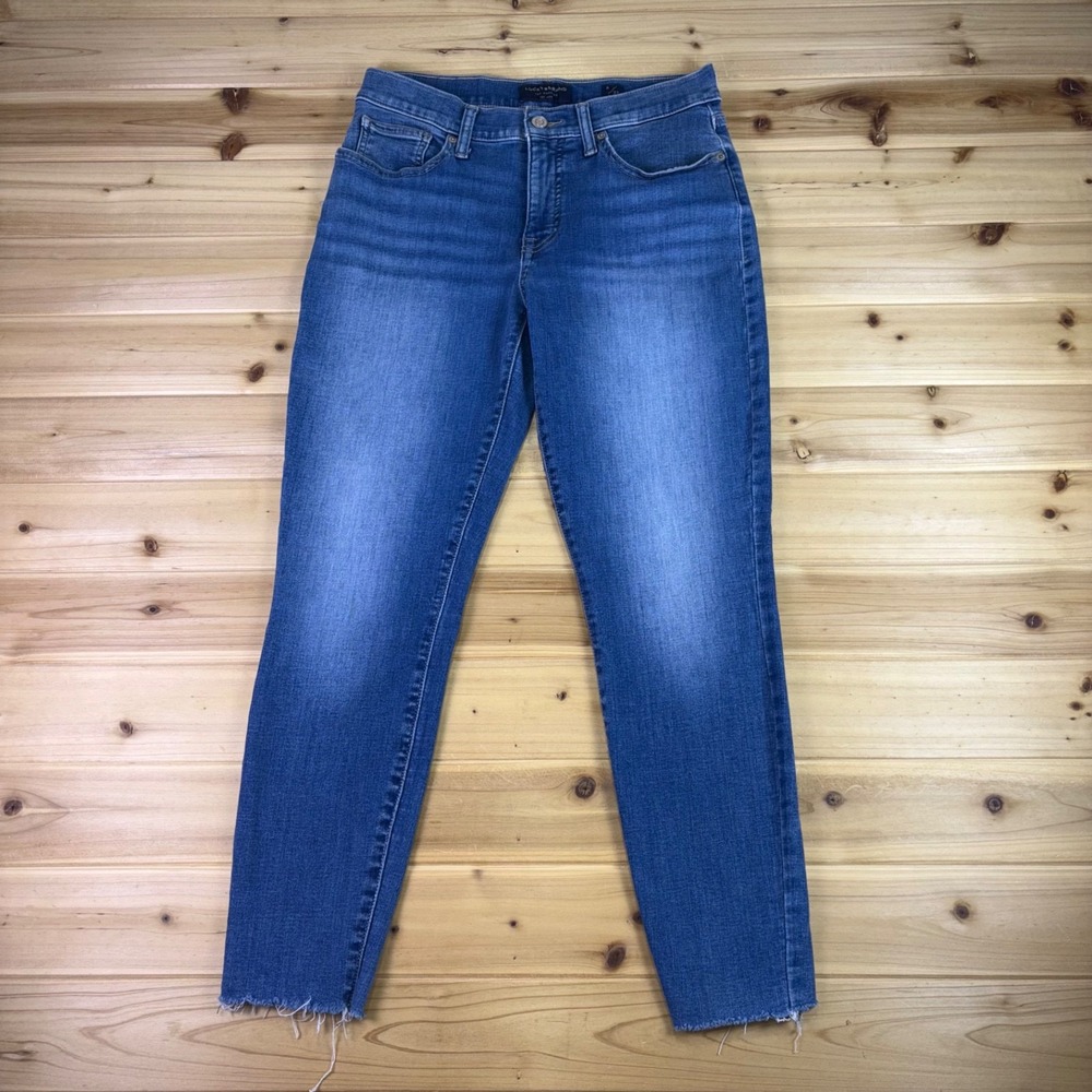 Lucky Brand Jeans Womens 8 Mid Rise Skinny Ava Raw Hem Denim Blue Jeans